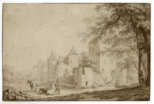 206416 Gezicht op het kasteel De Haar bij Haarzuilens uit het noordoosten, met links op de achtergrond de kapel.N.B. De ...